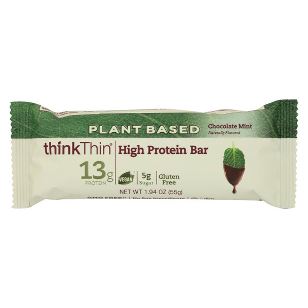 Think! Thin Plant Based Protein Bar - Chocolate Mint - Case of 10 - 1.94 oz