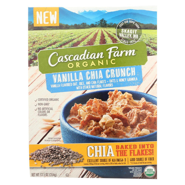 Cascadian Farm Organic Cereal - Vanilla Chia Crunch - Case of 10 - 12.5 oz