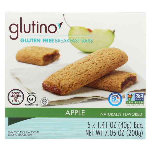 Glutino Breakfast Bars - Apple - Case of 12 - 7.1 oz.