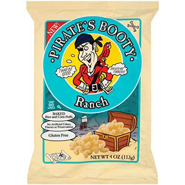 Pirate Brands Baked Rice and Corn Puffs - Ranch - Case of 12 - 4 oz