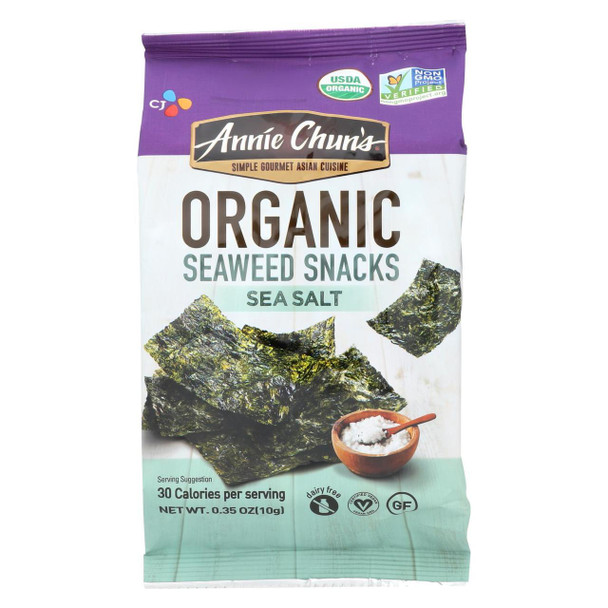 Annie Chun's Seaweed Snack - Sea Salt - Case of 12 - .35 oz.