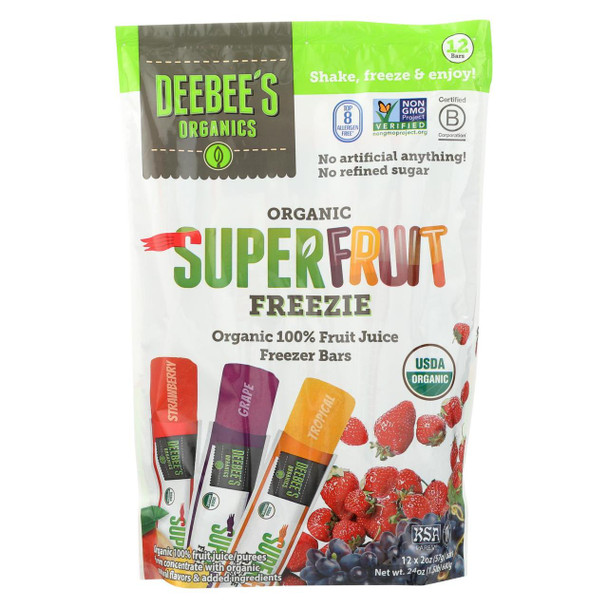 Deebee's - Superfruit Freeze - Tropical Strawberry and Grape Flavor - Case of 14 - 12/2 oz.