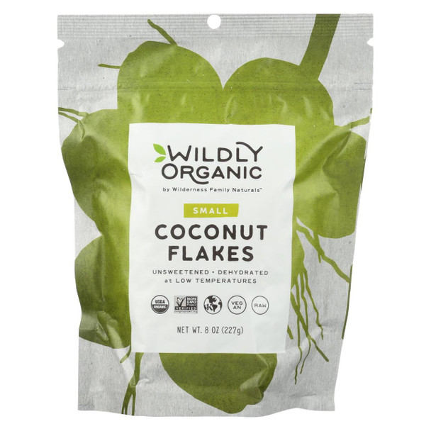 Wildly Organic Unsweetened Coconut Flakes - Case of 6 - 8 oz