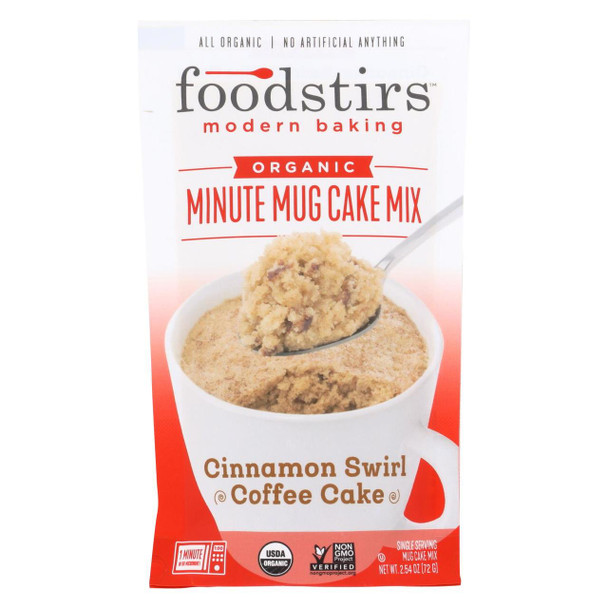 Foodstirs Minute Mug Cake Mix - Cinnamon Swirl - Case of 4 - 6/2.54oz.