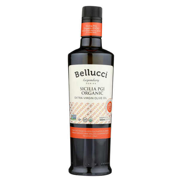 Bellucci Premium Olive Oil - Extra Virgin Sicilia Pgi Organic - Case of 6 - 500 Ml