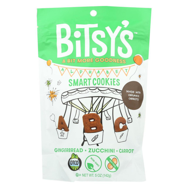 Bitsys Brainfood Cookies Zucchini Gingerbread Carrot - Case of 6 - 5 oz.