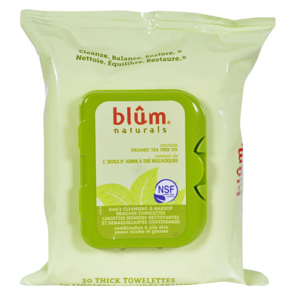 Blum Naturals - Organic Tea Tree Oil Towelettes - 30 Towelettes - Case of 3