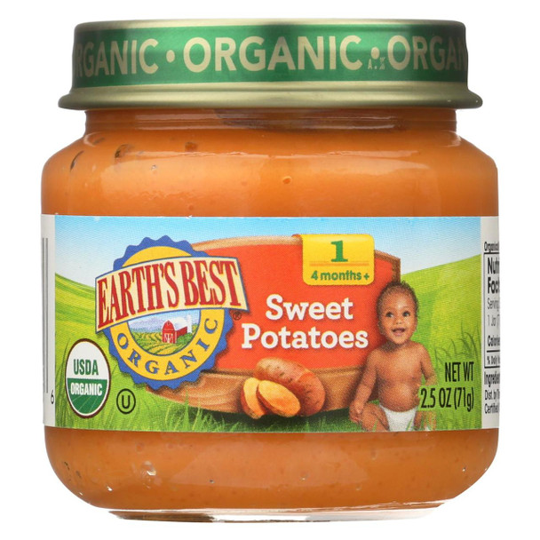 Earth's Best Organic Sweet Potatoes Baby Food - Stage 1 - Case of 12 - 2.5 oz.