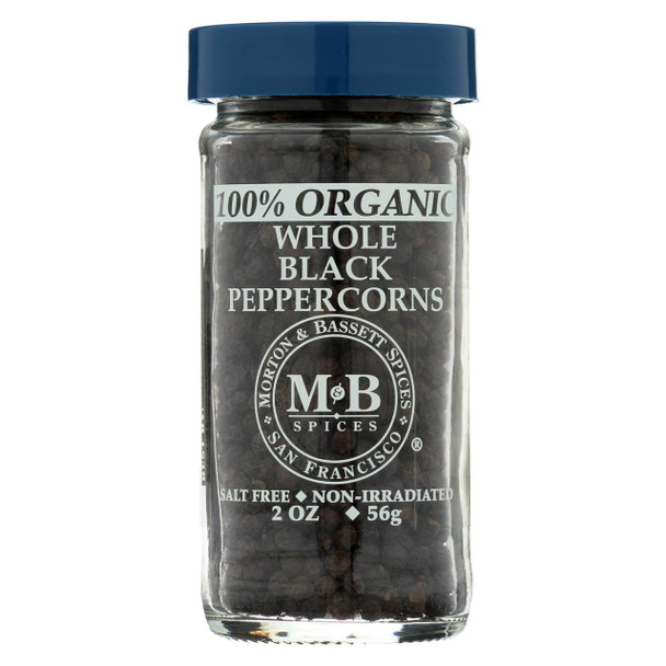 Morton and Bassett Whole Black Pepper - Black Paper - Case of 3 - 2 oz.