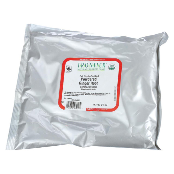 Frontier Herb Ginger Root Organic Fair Trade Certified Powder Ground - Single Bulk Item - 1LB