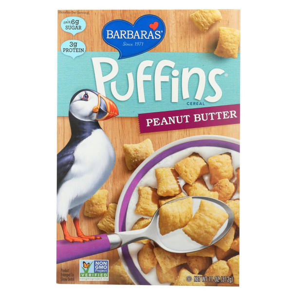 Barbara's Bakery - Puffins Cereal - Peanut Butter - Case of 12 - 11 oz.