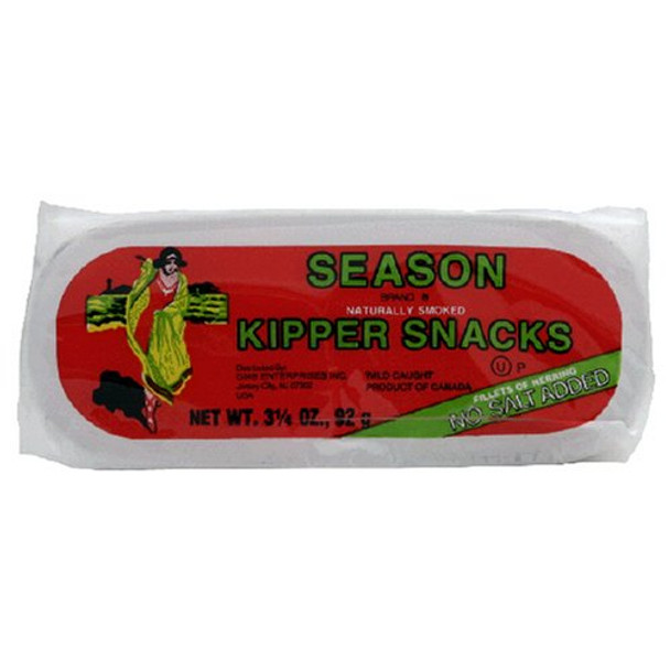 Season Brand Peppered Kipper Snacks Salt Added - Case of 24 - 3.25 oz.