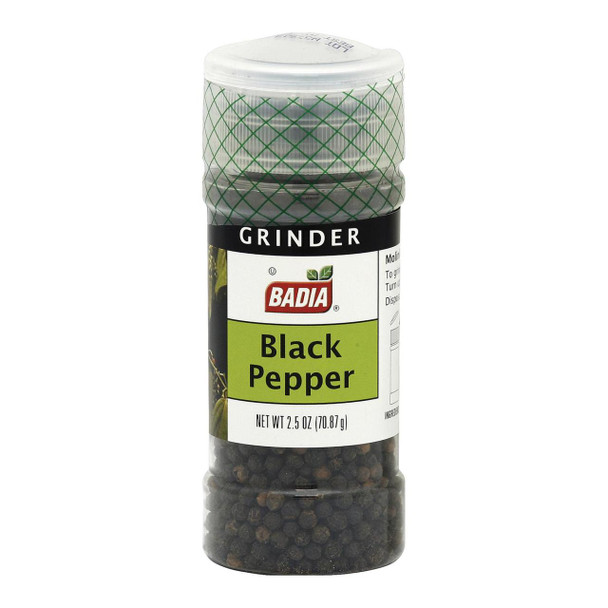 Badia Spices - Grinder - Black Whole Pepper - Case of 12 - 2.5 oz.