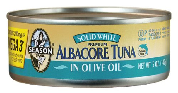 Season Brand Solid White Albacore Tuna in Olive Oil Salt Added - Case of 24 - 5 oz.