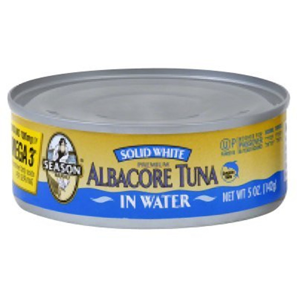 Season Brand Solid White Albacore Tuna in Water Salt Added - Case of 24 - 5 oz.