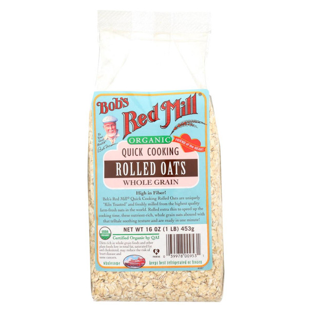 Bob's Red Mill Organic Quick Cooking Rolled Oats - 16 oz - Case of 4