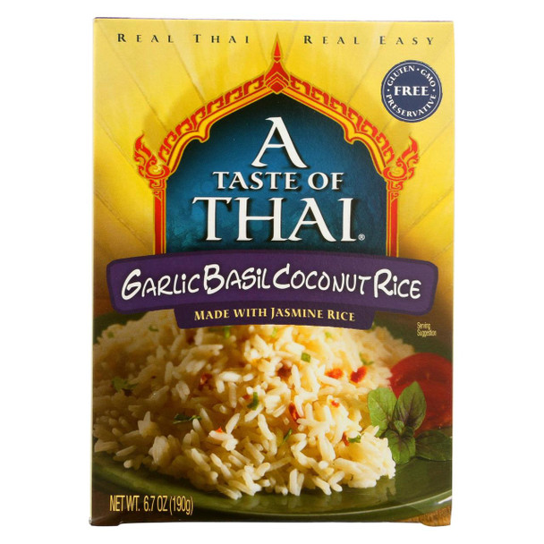 Taste of Thai Garlic Basil Coconut Rice - Case of 12 - 6.7 oz.