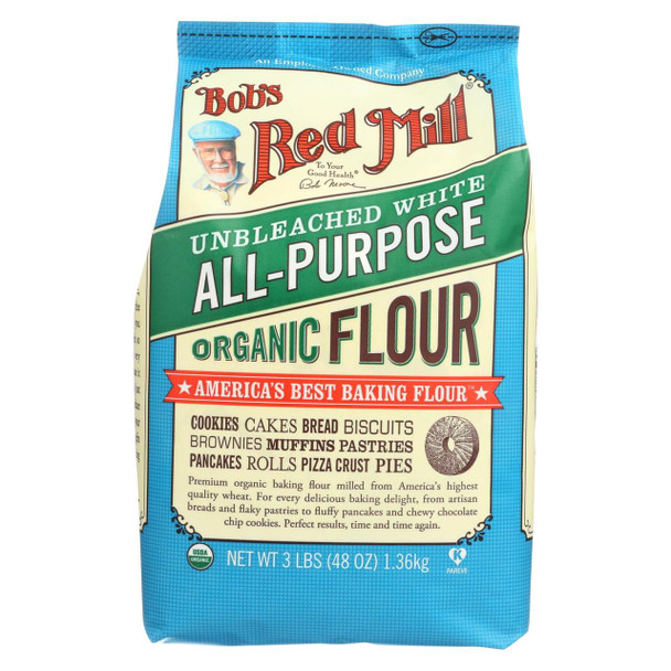 Bob's Red Mill - Organic Unbleached White All-Purpose Flour - 48 oz - Case of 4