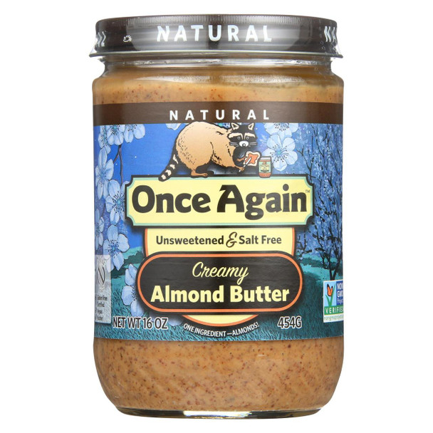 Once Again Almond Butter - Natural - Creamy - Salt Free - 16 oz - case of 12