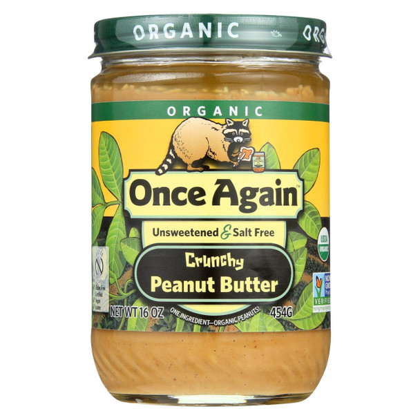 Once Again Organic No Salt Butter - Peanut - Case of 12 - 16 oz.