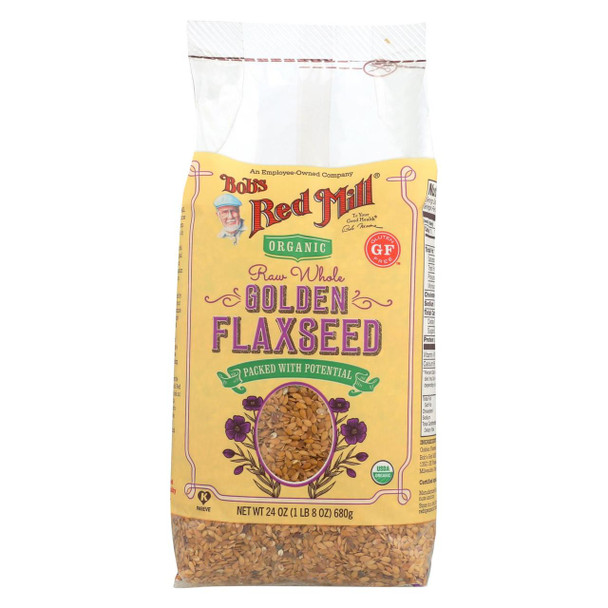 Bob's Red Mill Organic Raw Whole Golden Flaxseeds - 24 oz - Case of 4