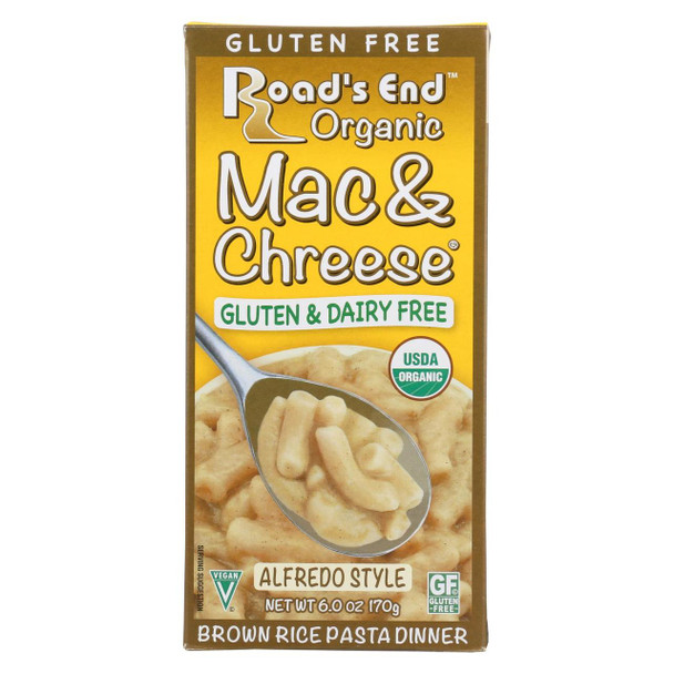 Road's End Organics Mac and Cheese Pasta - Alfredo Style - Case of 12 - 6 oz.