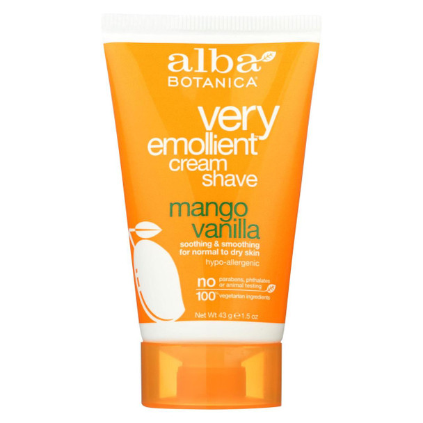 Alba Botanica Shaving Cream - Alba Cream Shave Mango Vanilla - 1.5oz. - Case of 36 - 1.5 oz.