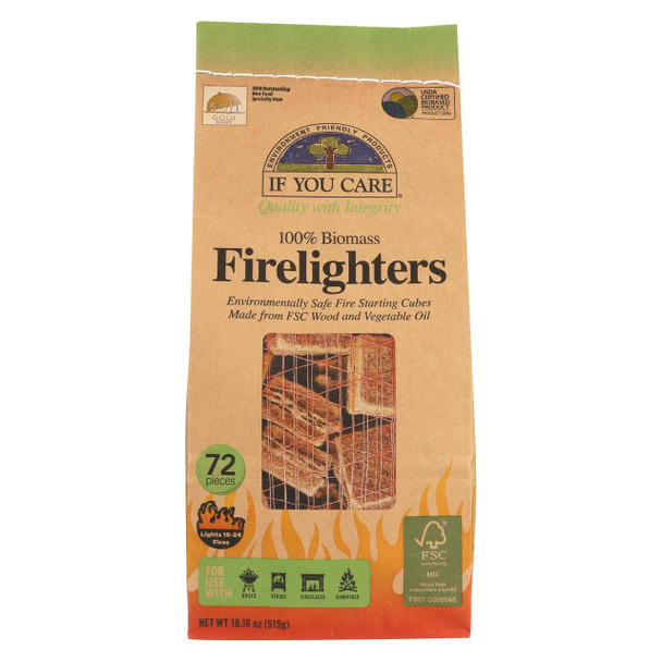 If You Care Wood Starting Cubes - Firelighters - Case of 12 - 72 Count