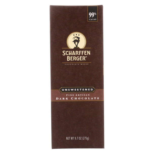 Scharffen Berger Baking Chocolate - 99 Percent Unsweetened - Bar - 9.7 oz - case of 6