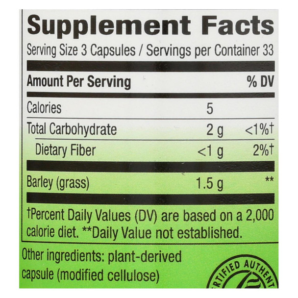 Nature's Way - Barley Grass - Young Harvest - 100 Capsules