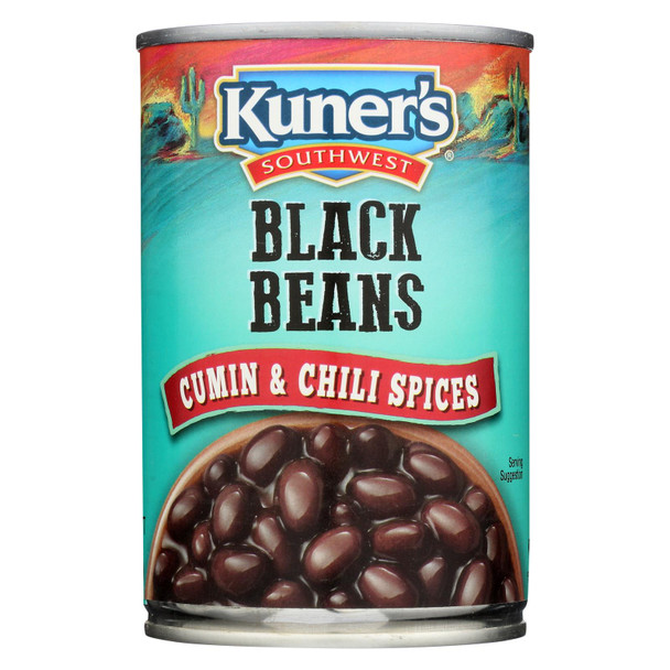 Kuner Black Beans - Cumin and Chili Spices - 15 oz.