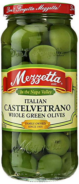 Mezzetta Italian Castelvetrano Whole Green Olives - Case of 6 - 10 oz.