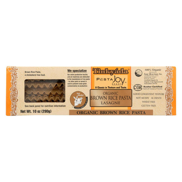 Tinkyada Organic Brown Rice Pasta - Lasagna - Case of 12 - 10 oz