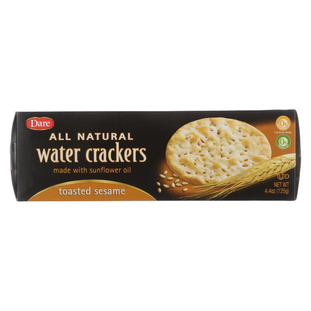 Dare Water Crackers - Toasted Sesame - Case of 12 - 4.4 oz.