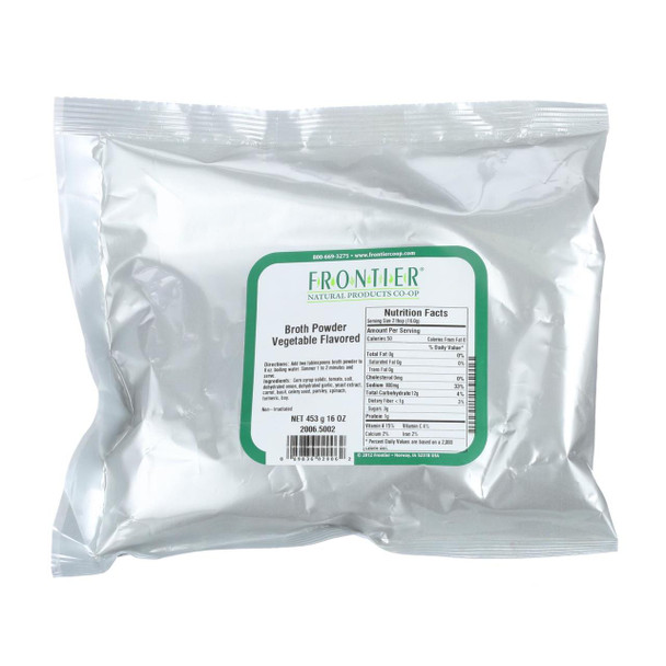 Frontier Herb Broth Powder Vegetable Flavored - Single Bulk Item - 1LB