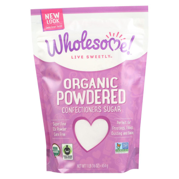 Wholesome Sweeteners Powdered Sugar - Organic and Natural - Case of 6 lbs