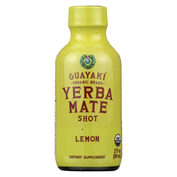 Guayaki Organic Yerba Mate Energy Shot - Lemon - 2 oz - Case of 12