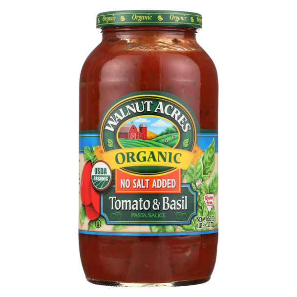 Walnut Acres Organic Sauces - Tomato and Basil - Case of 12 - 25.5 Fl oz.