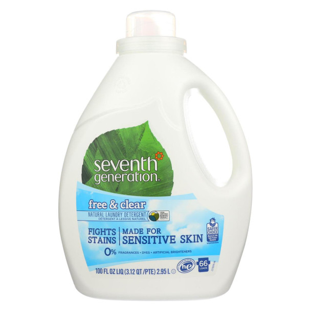 Seventh Generation Natural Laundry Detergent - Free and Clear - Case of 4 - 100 Fl oz.