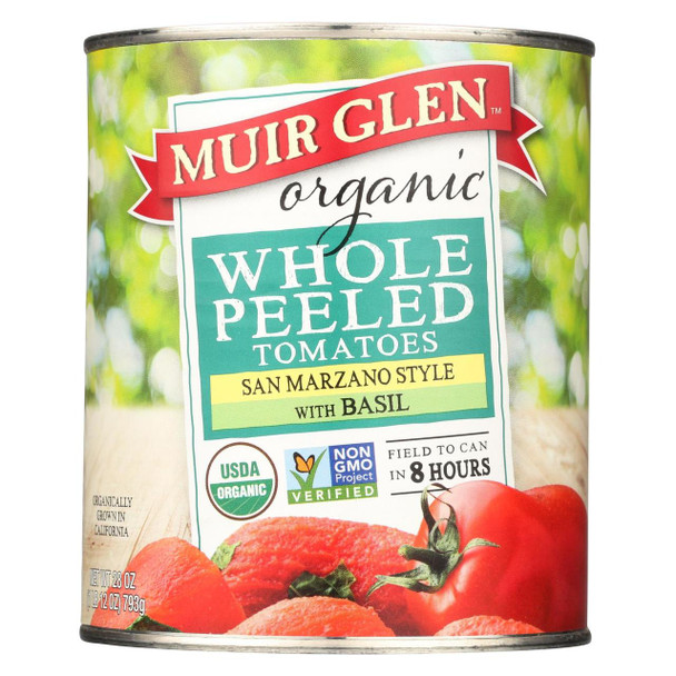 Muir Glen Peeled Whole Tomatoes with Basil - Tomatoes - Case of 12 - 28 oz.