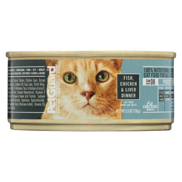 Petguard Cats Food - Fish Chicken and Liver - Case of 24 - 5.5 oz.