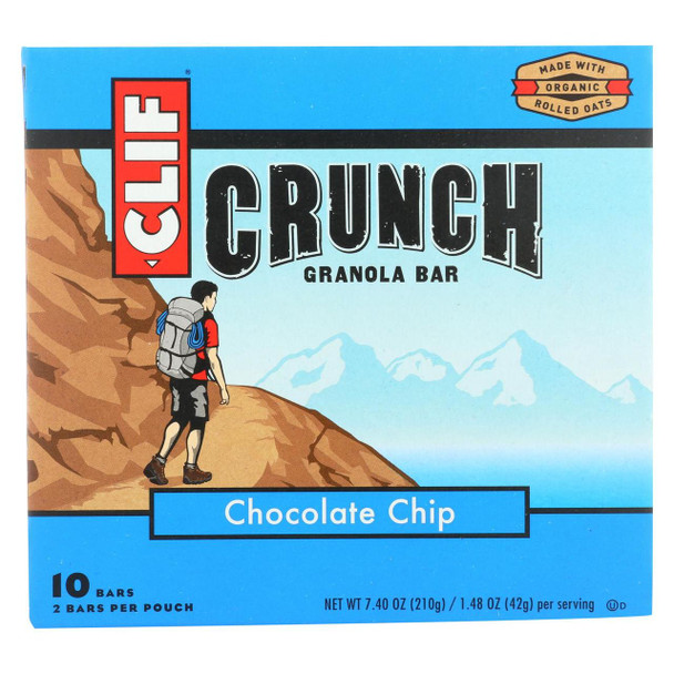 Clif Bar Organic Crunch Granola Bar - Chocolate Chip - Case of 12 - 1.5 oz.