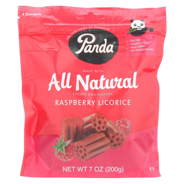 Panda All Natural Licorice Soft Chews - Raspberry - Case of 12 - 7 oz.