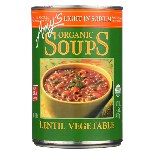 Amy's - Organic Lentil Vegetable Soup - Low Sodium - Case of 12 - 14.5 oz