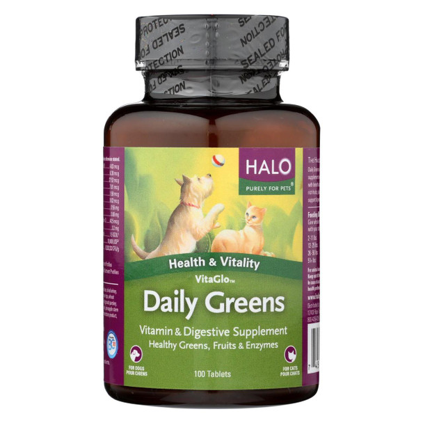 Halo Purely For Pets Halo Vitaglo Daily Greens - Daily Greens - 100 Tablets