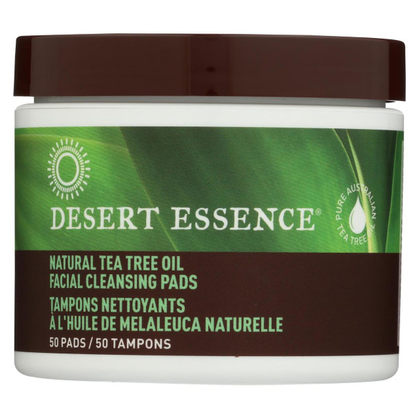 Desert Essence - Natural Tea Tree Oil Facial Cleansing Pads - Original - 50 Pads