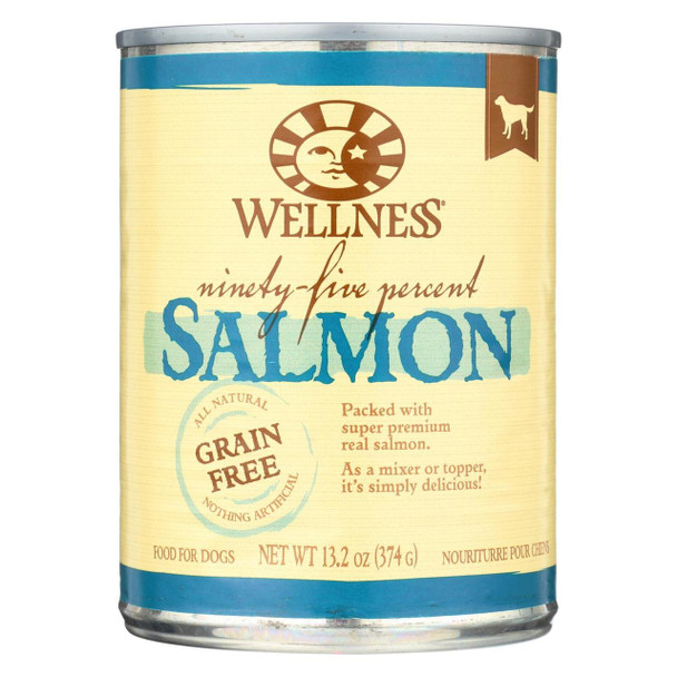 Wellness Pet Products Canned Dog Food -95% Salmon - Case of 12 - 13.2 oz
