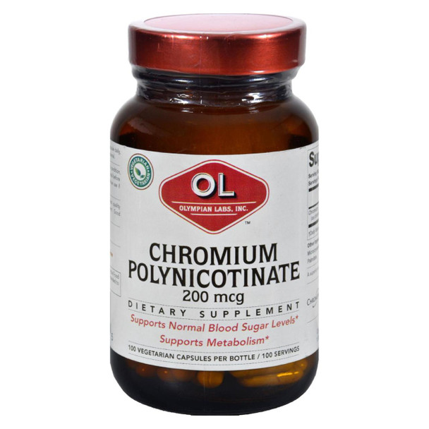 Olympian Labs Chromium Polynicotinate - 200 mg - 100 Vegetarian Capsules