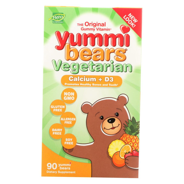 Hero Nutritional Products Yummi Bears Vegetarian Calcium with Vitamin D - Fruit Flavors - 90 Ct