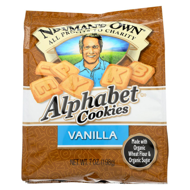 Newman's Own Organics Alphabet Cookies - Vanilla - Case of 6 - 7 oz.